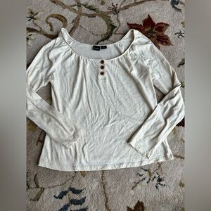 Cami Cream Long Sleeve Top with Button Accents XL